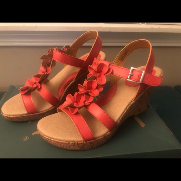 b.ø.c. EVITA Coral flowered cork platform sandal. NEW - Picture 5 of 7